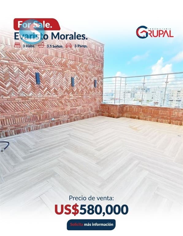 Penthouse en Venta, Evaristo Morales